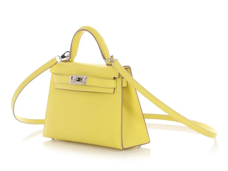 Herthtmes Lime Epsom Mini Kelly 20 II Palladium Hardware