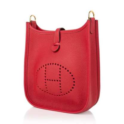 Evelyne TPM Bag Rouge Piment Taurillon Maurice Leather Gold Hardware