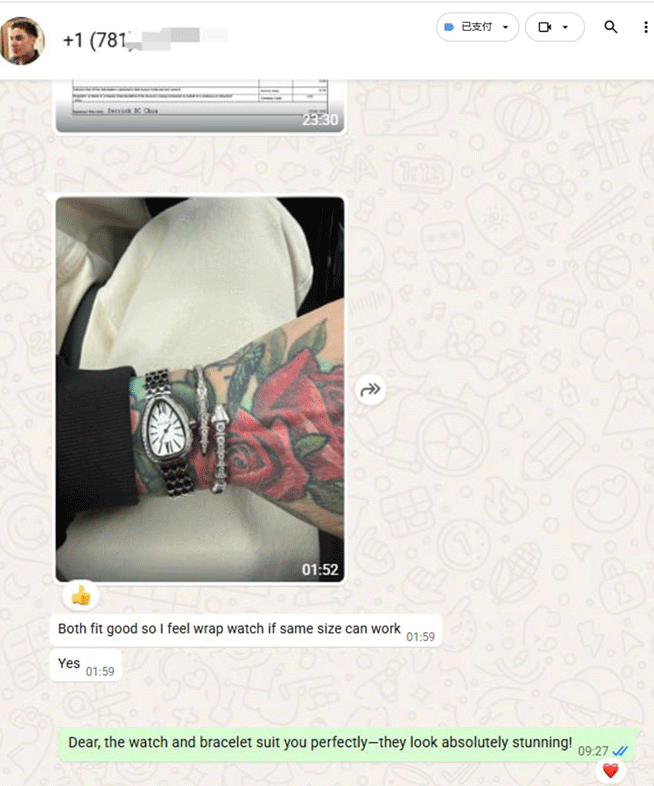 WhatsApp customer review
