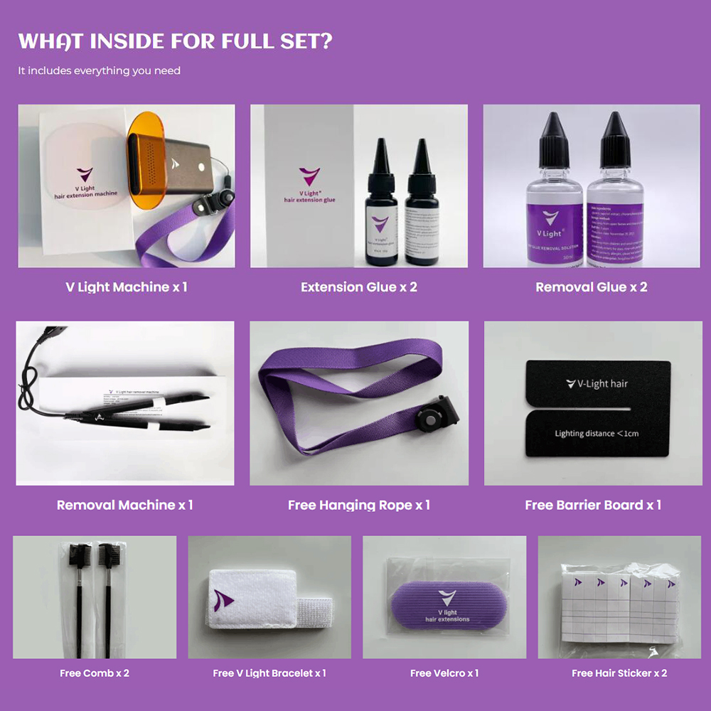 Wholesale V Light Hair Extension Full Set For Salon（UPGRADE LUXURY PACKAGE）