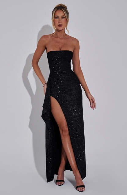 Dhalia Maxi Dress - Black Sparkle-My Top Dress.All Rights Reserved