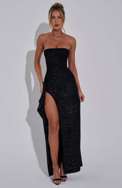 Dhalia Maxi Dress - Black Sparkle-My Top Dress.All Rights Reserved