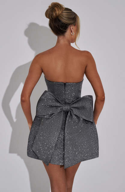 Alice Mini Dress - Grey Sparkle-My Top Dress.All Rights Reserved