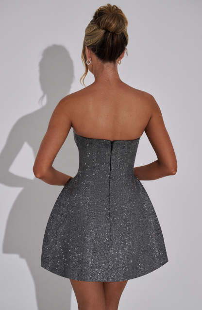 Alice Mini Dress - Grey Sparkle-My Top Dress.All Rights Reserved