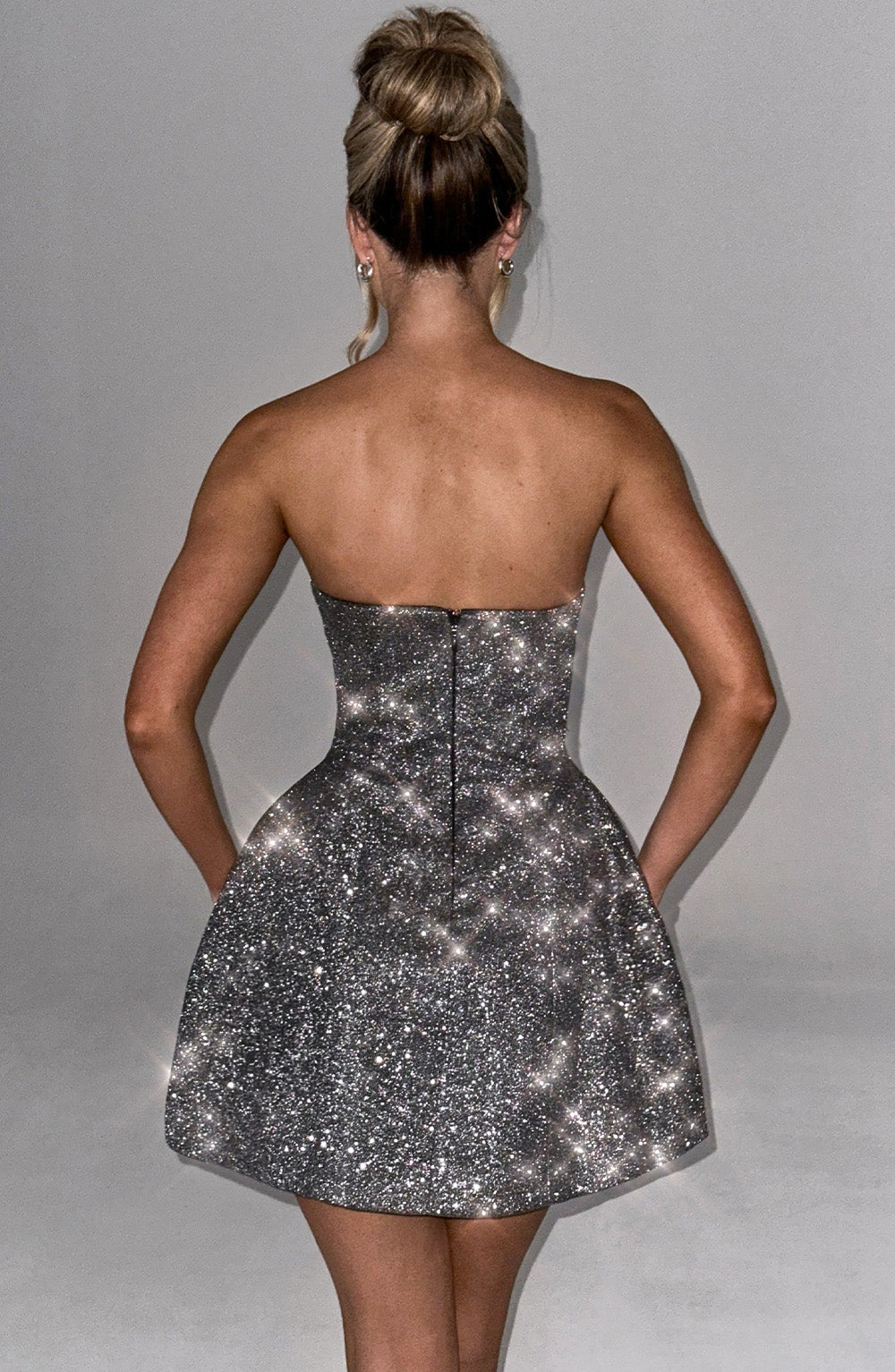 Alice Mini Dress - Grey Sparkle-My Top Dress.All Rights Reserved