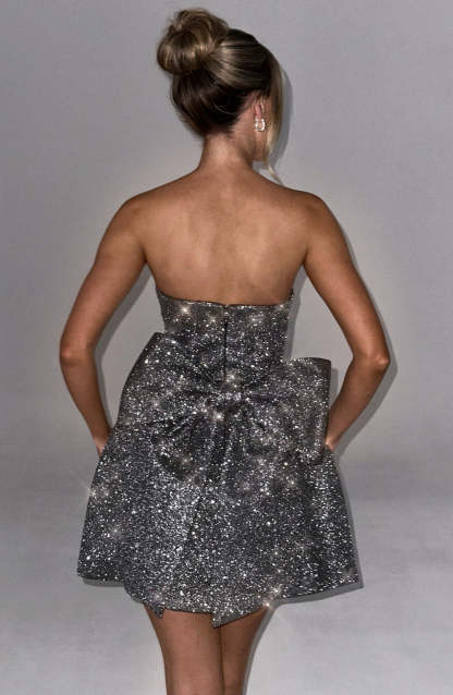 Alice Mini Dress - Grey Sparkle-My Top Dress.All Rights Reserved
