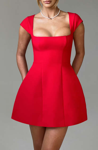 Lena Mini Dress - Red-My Top Dress.All Rights Reserved