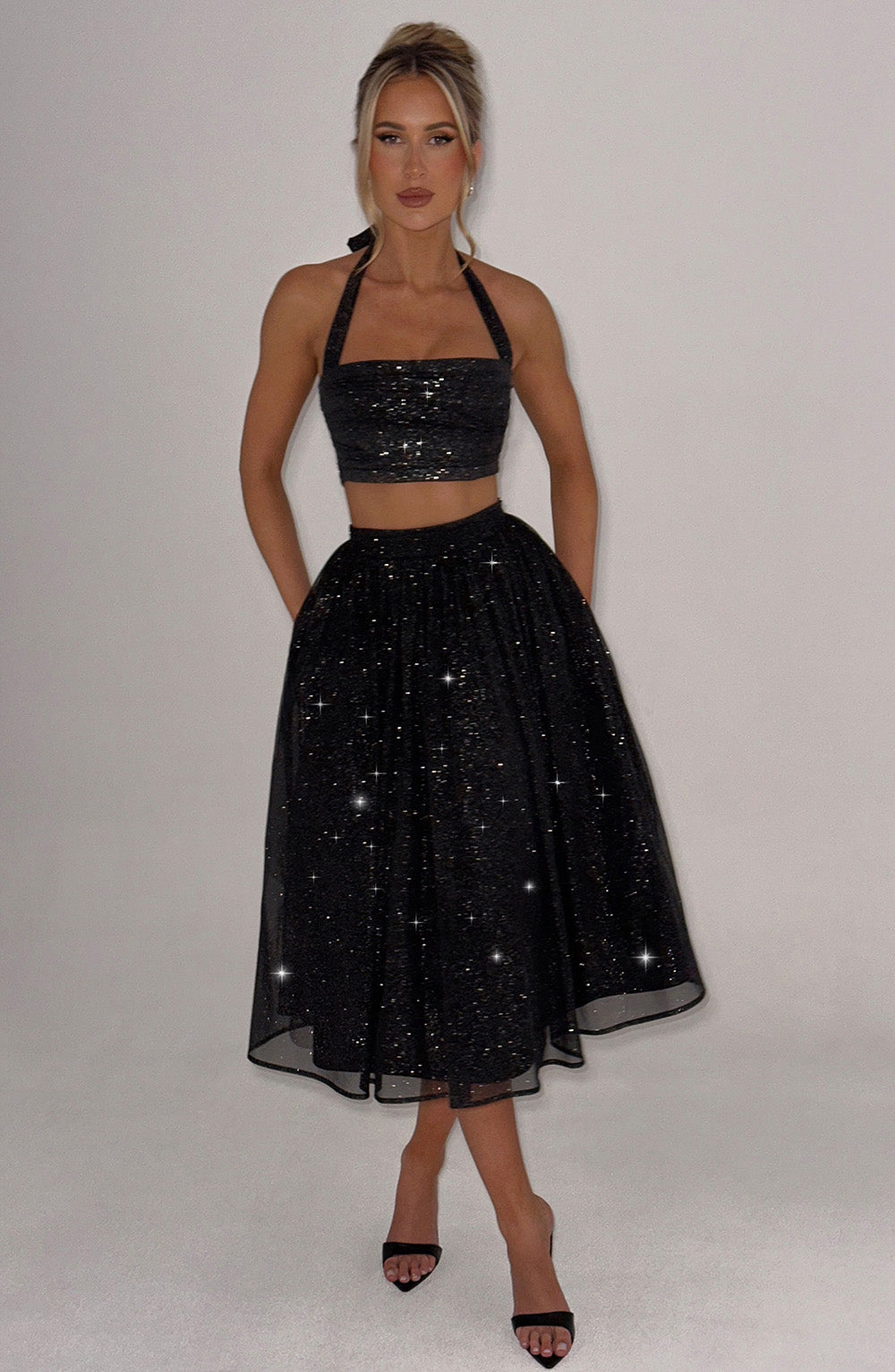 Alani Crop Top - Black Sparkle-My Top Dress.All Rights Reserved