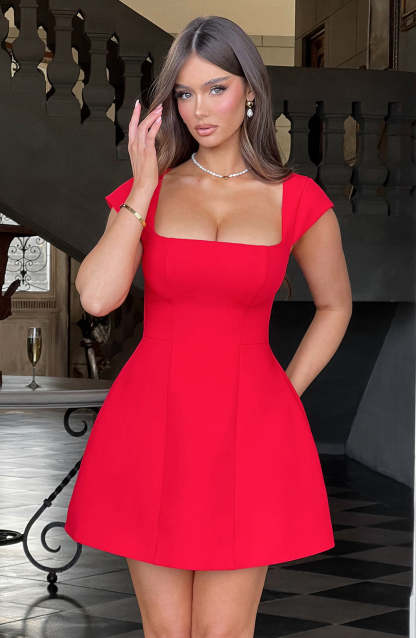 Lena Mini Dress - Red-My Top Dress.All Rights Reserved
