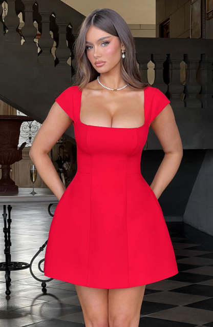 Lena Mini Dress - Red-My Top Dress.All Rights Reserved
