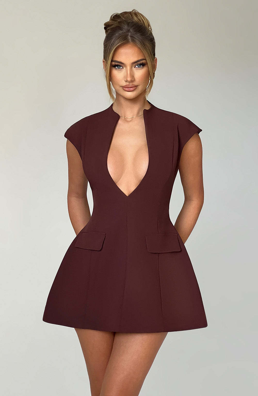 Suri Mini Dress - Brown-My Top Dress.All Rights Reserved