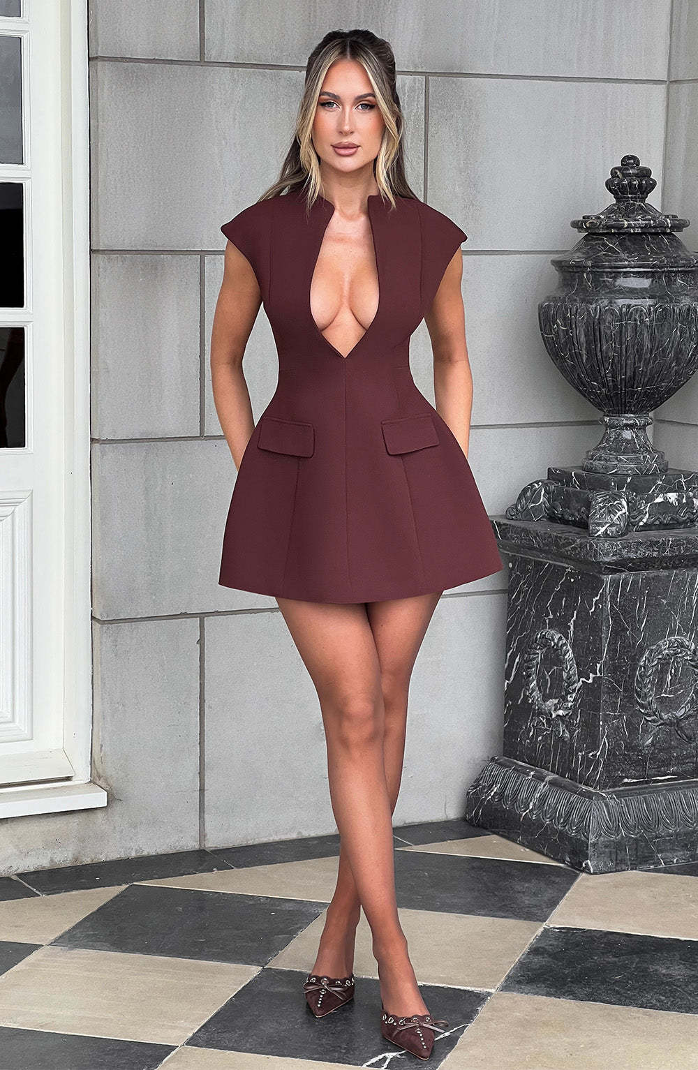 Suri Mini Dress - Brown-My Top Dress.All Rights Reserved