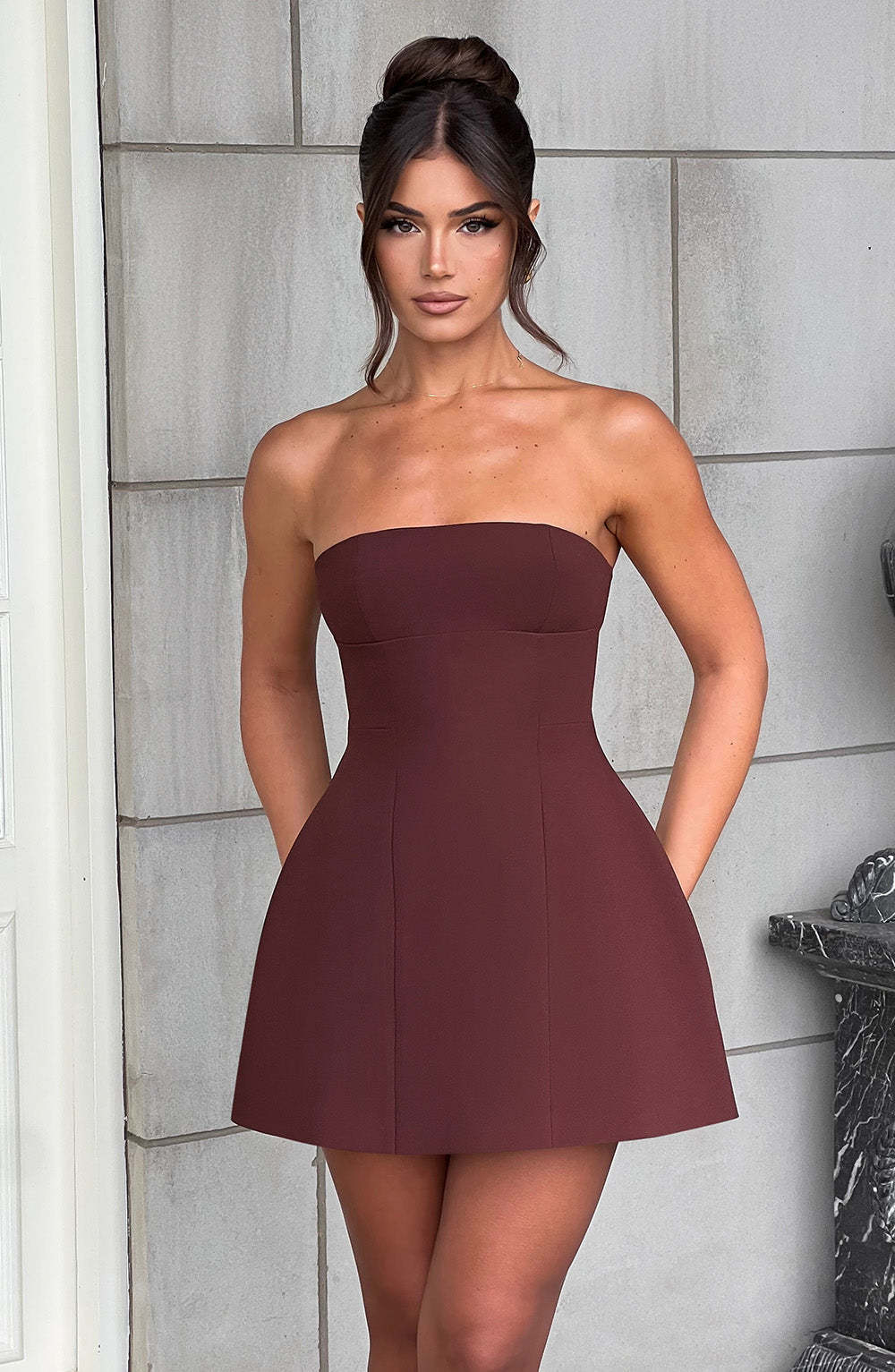 Asha Mini Dress - Brown-My Top Dress.All Rights Reserved