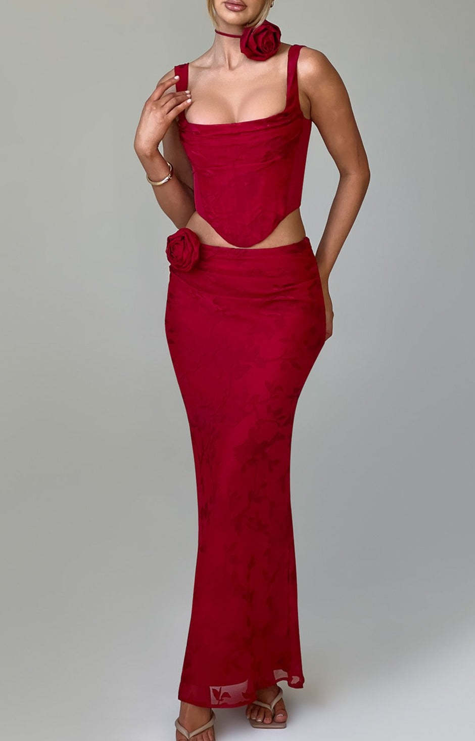 Elizabeth Maxi Skirt - Red-My Top Dress.All Rights Reserved
