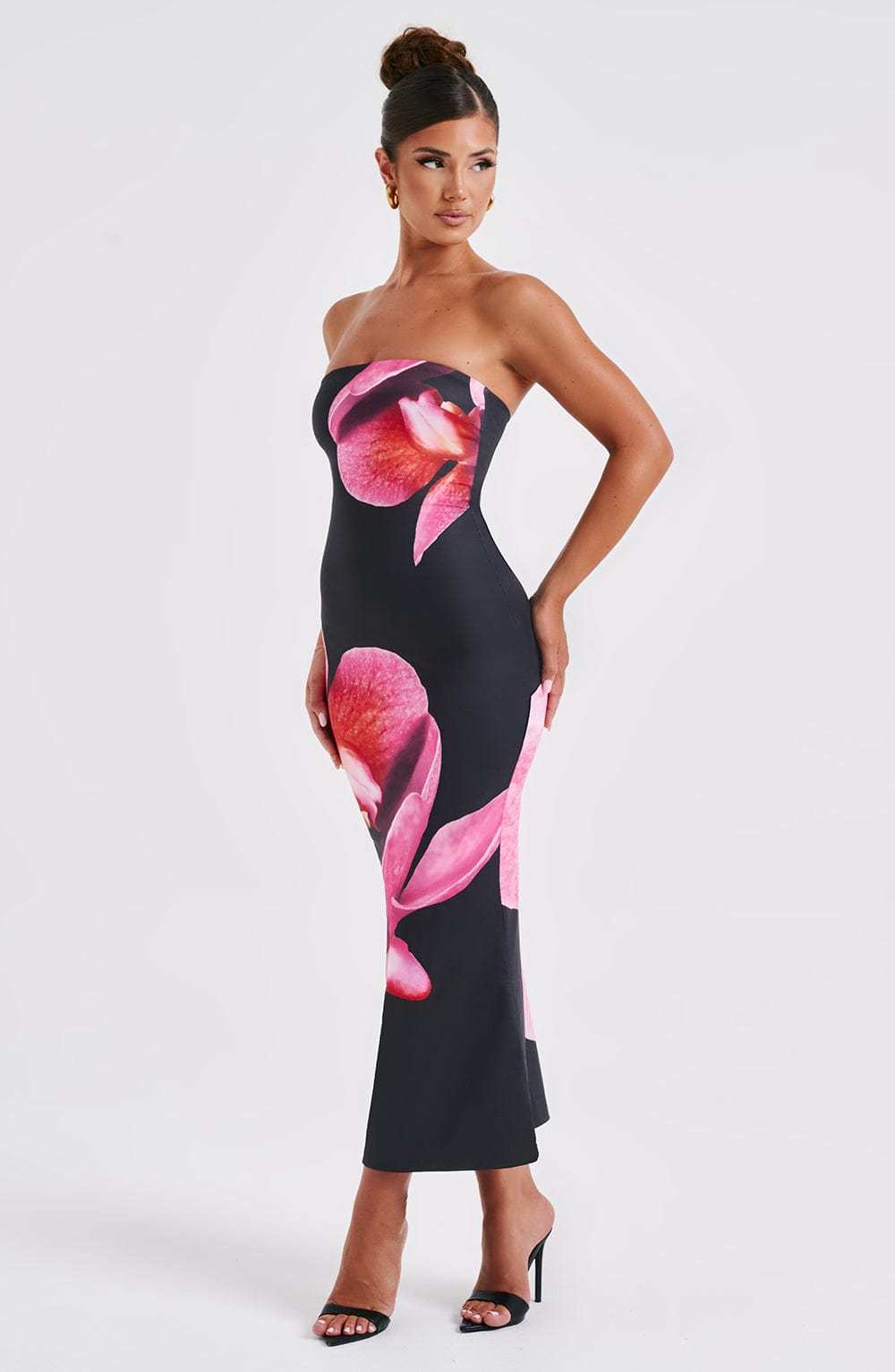 Allegra Midi Dress - Black Floral Print-My Top Dress.All Rights Reserved