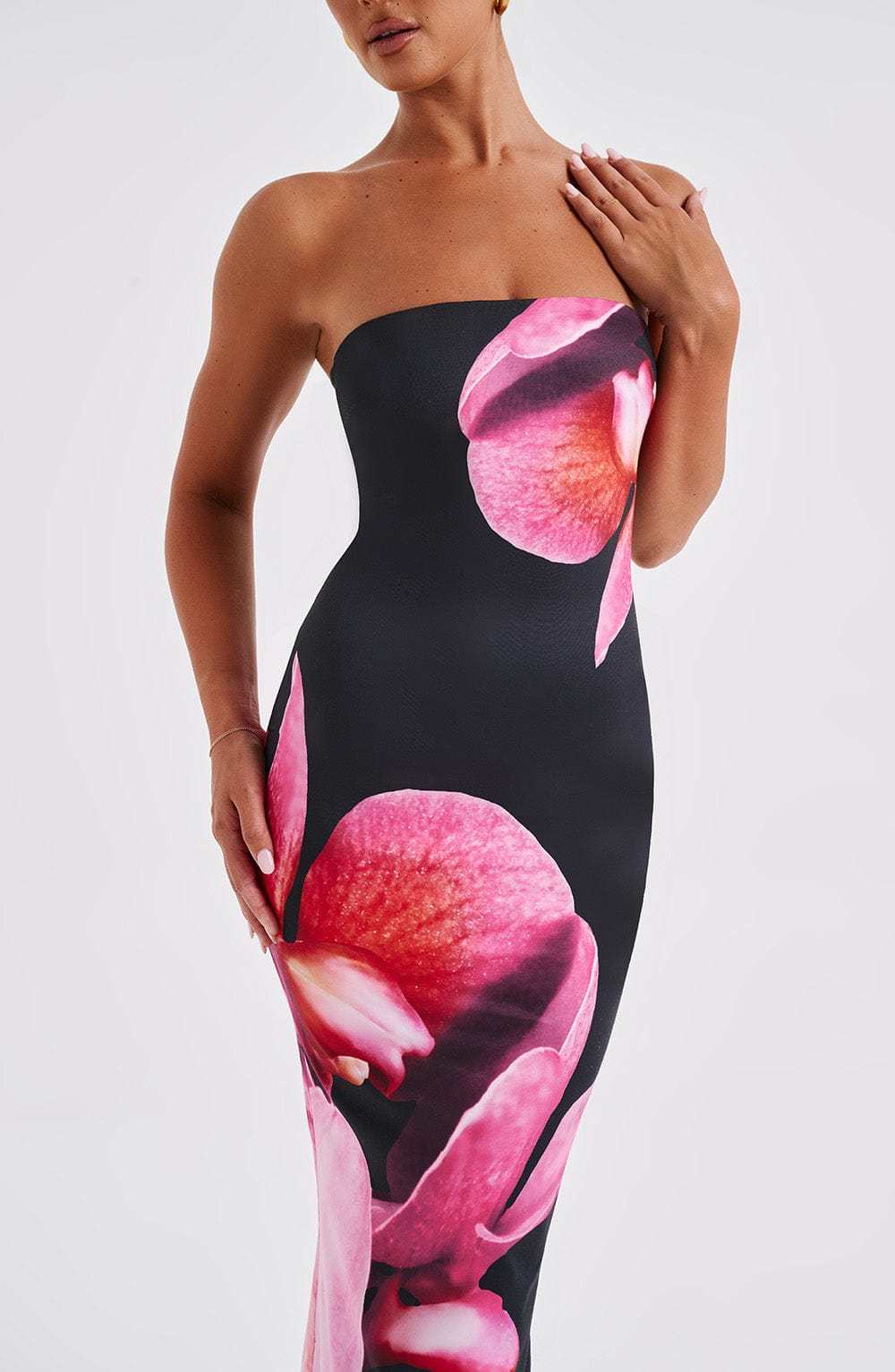 Allegra Midi Dress - Black Floral Print-My Top Dress.All Rights Reserved