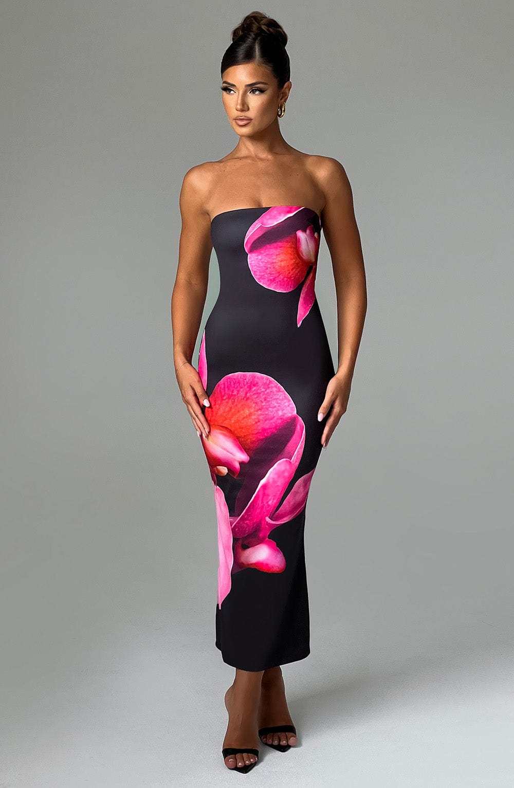 Allegra Midi Dress - Black Floral Print-My Top Dress.All Rights Reserved