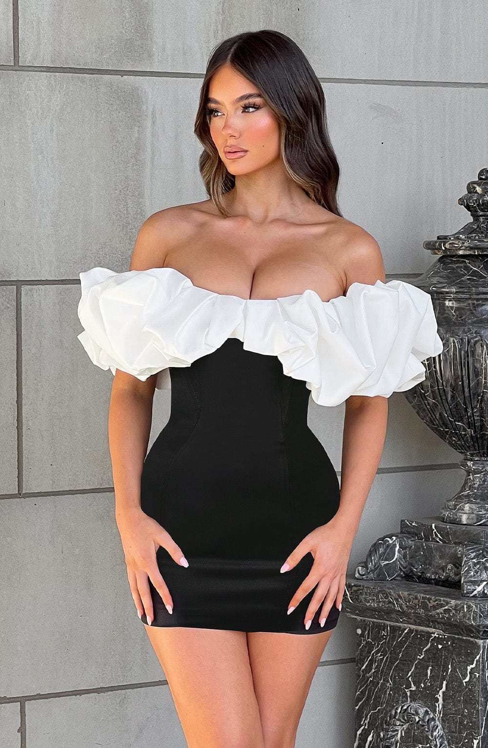 Allie Mini Dress - Black/White-My Top Dress.All Rights Reserved