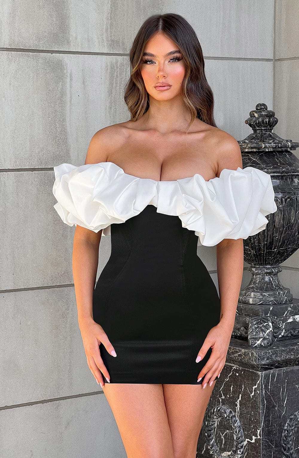 Allie Mini Dress - Black/White-My Top Dress.All Rights Reserved