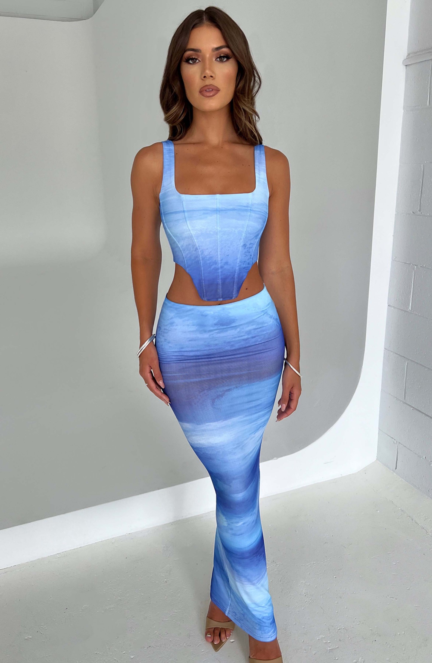 Amber Corset - Blue Haze Print-My Top Dress.All Rights Reserved