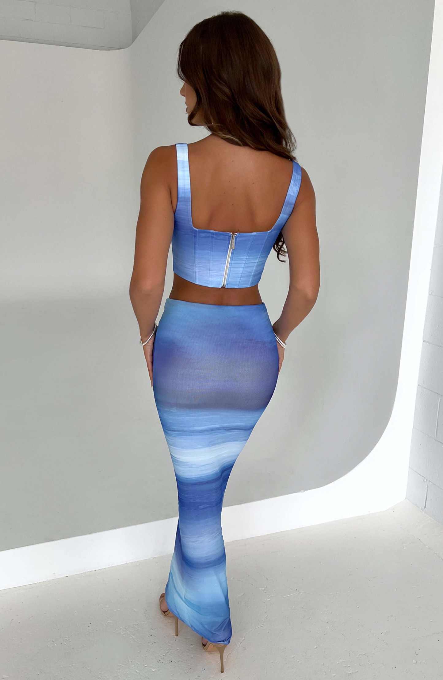 Amber Corset - Blue Haze Print-My Top Dress.All Rights Reserved