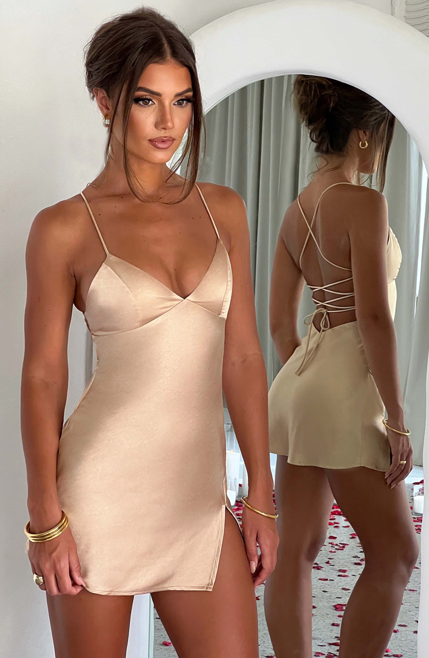 Avril Mini Dress - Champagne-My Top Dress.All Rights Reserved