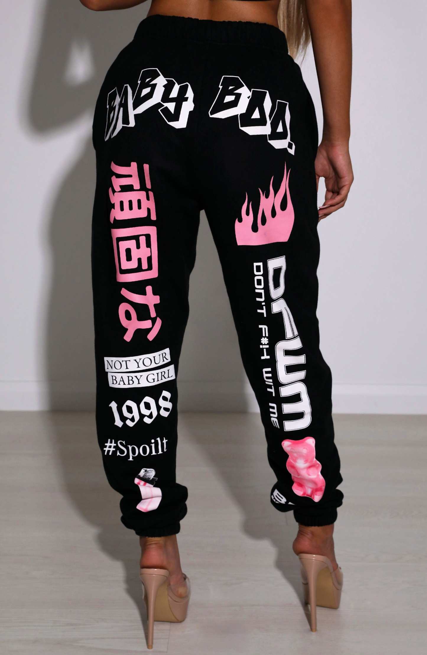 Baddie Graphic Trackpant - Black-My Top Dress.All Rights Reserved