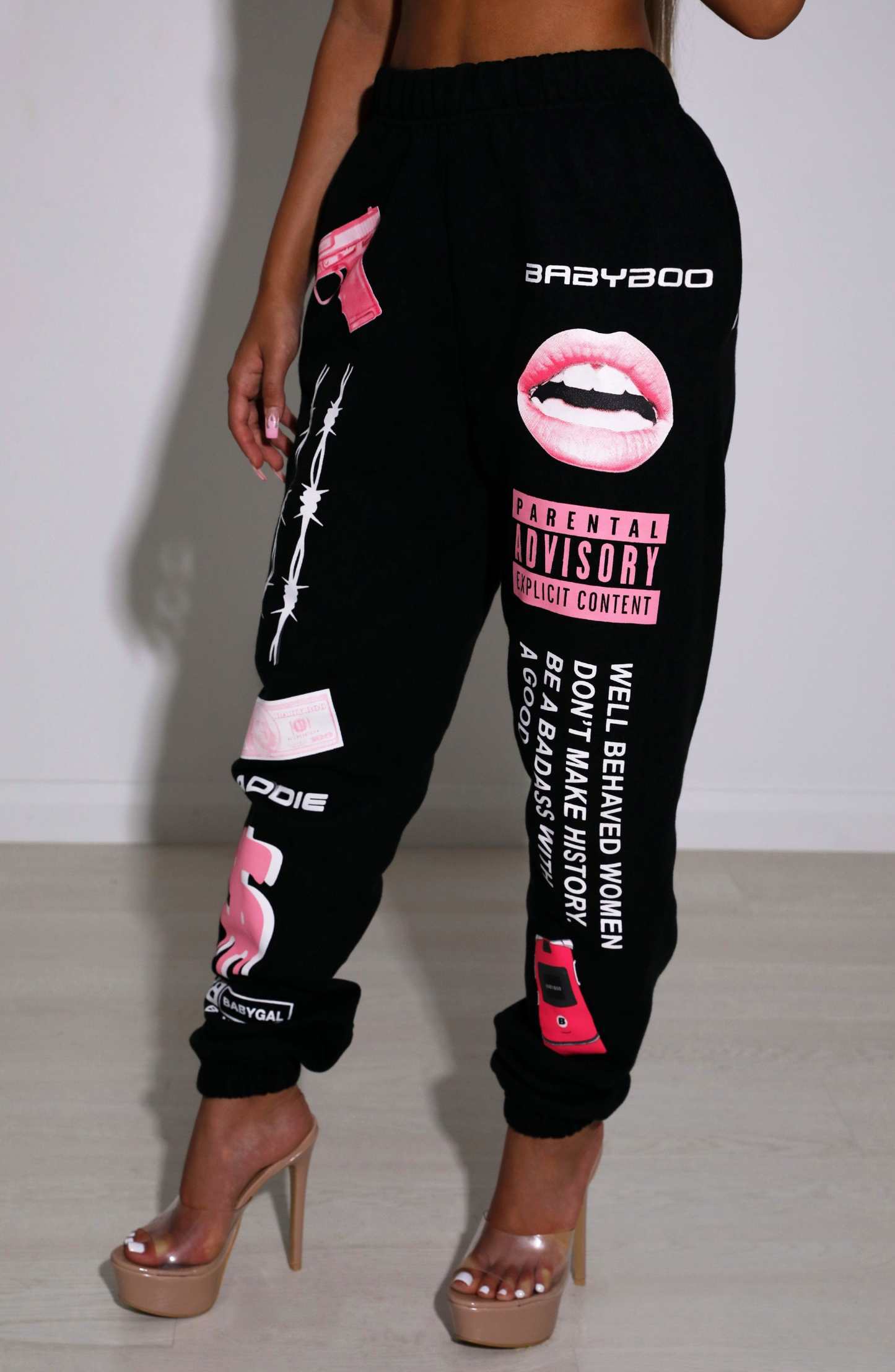 Baddie Graphic Trackpant - Black-My Top Dress.All Rights Reserved