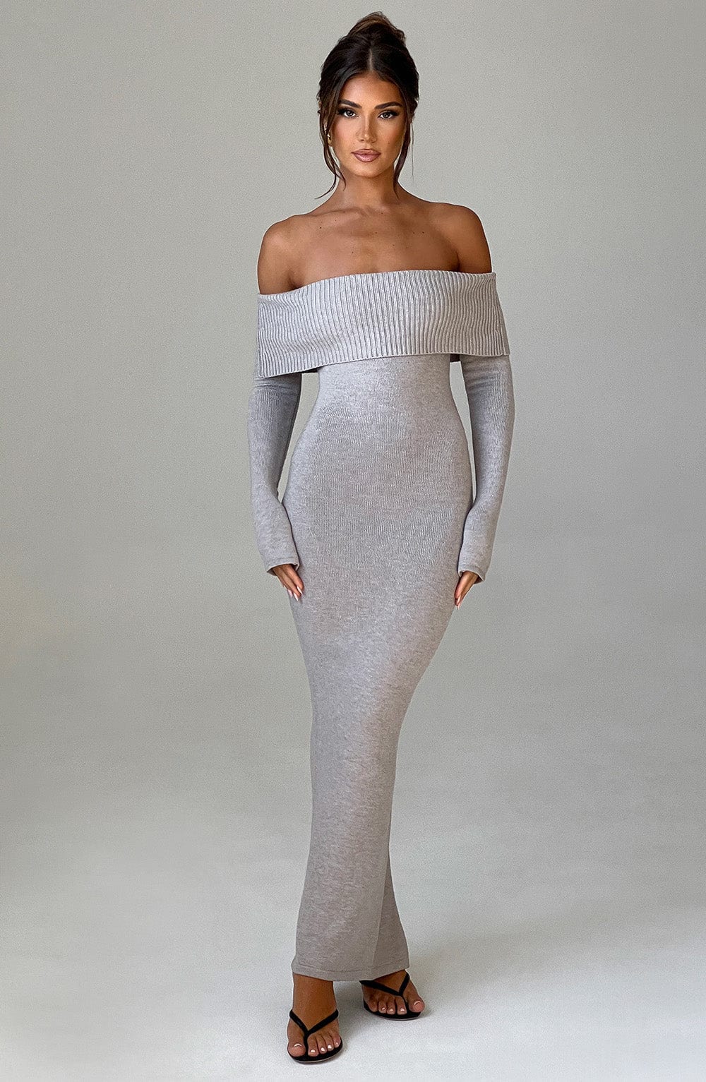 Beverley Knit Maxi Dress - Light Grey Marl-My Top Dress.All Rights Reserved
