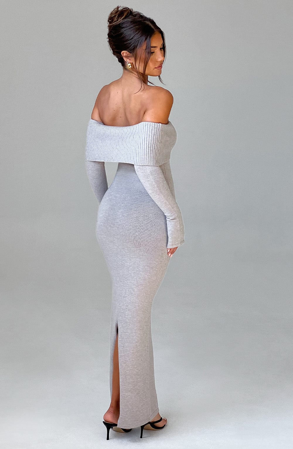 Beverley Knit Maxi Dress - Light Grey Marl-My Top Dress.All Rights Reserved