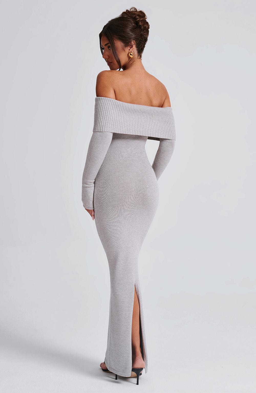 Beverley Knit Maxi Dress - Light Grey Marl-My Top Dress.All Rights Reserved