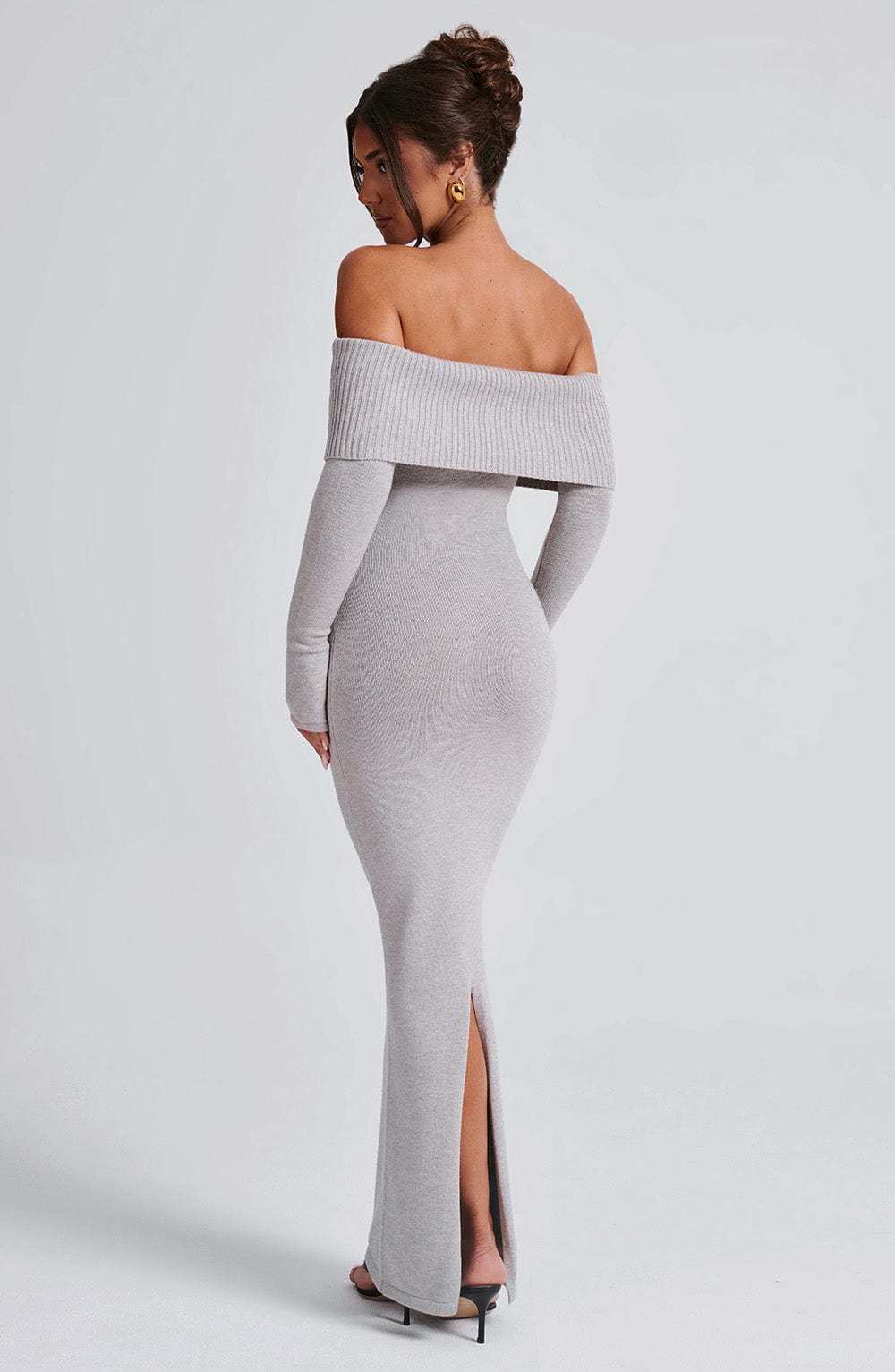 Beverley Knit Maxi Dress - Light Grey Marl-My Top Dress.All Rights Reserved