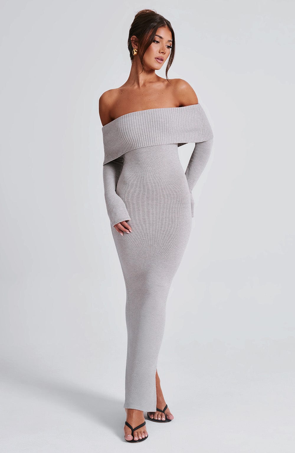 Beverley Knit Maxi Dress - Light Grey Marl-My Top Dress.All Rights Reserved