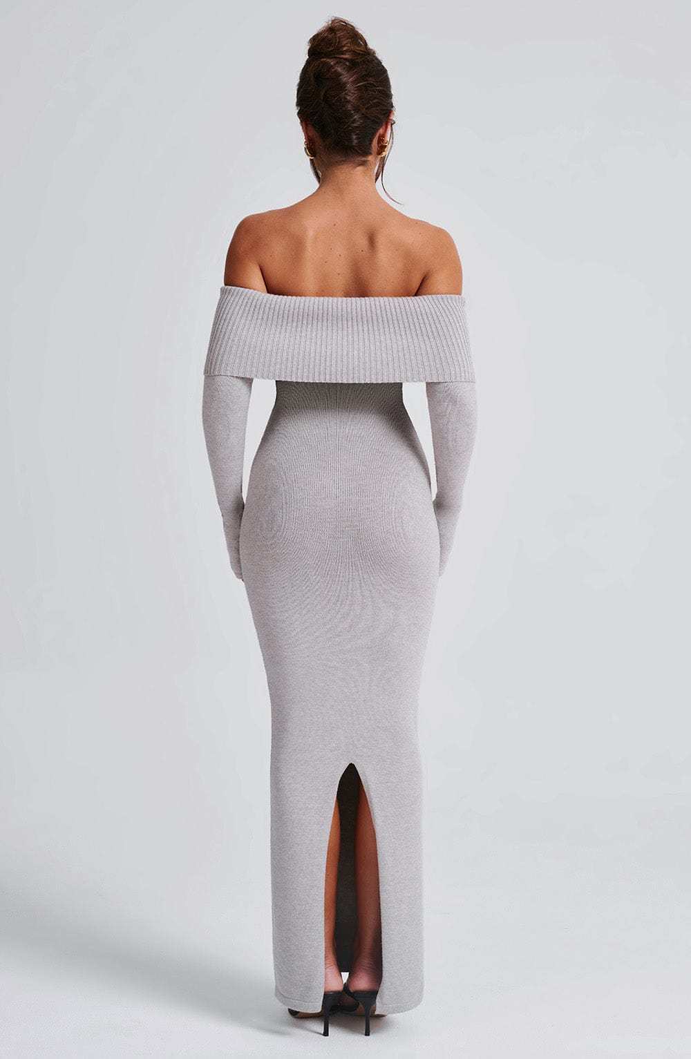 Beverley Knit Maxi Dress - Light Grey Marl-My Top Dress.All Rights Reserved