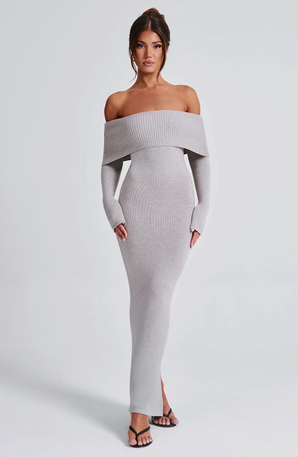 Beverley Knit Maxi Dress - Light Grey Marl-My Top Dress.All Rights Reserved