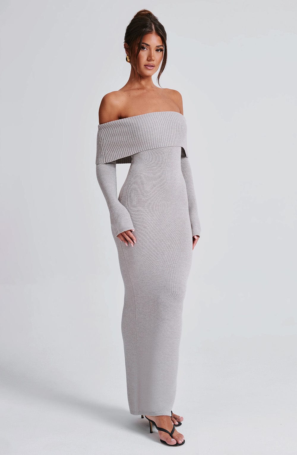 Beverley Knit Maxi Dress - Light Grey Marl-My Top Dress.All Rights Reserved
