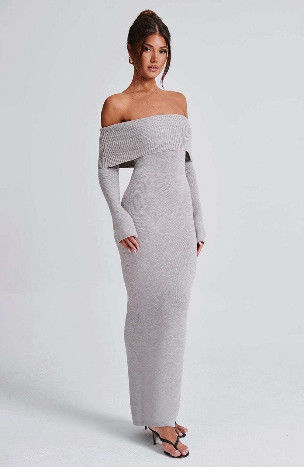 Beverley Knit Maxi Dress - Light Grey Marl-My Top Dress.All Rights Reserved