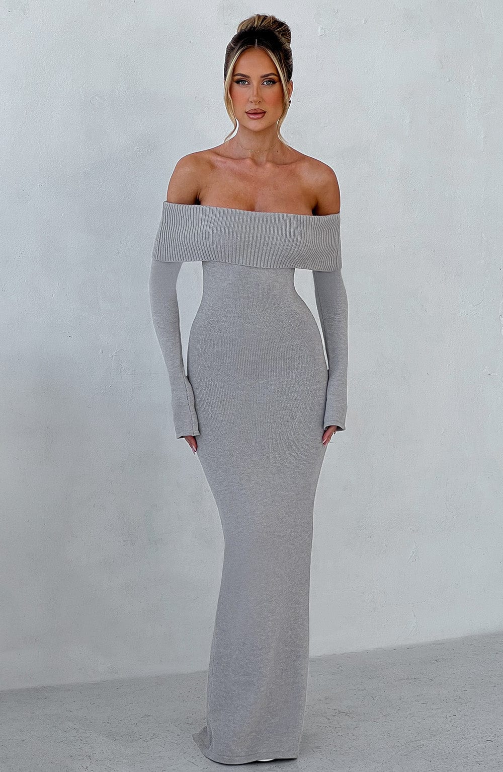Beverley Knit Maxi Dress - Light Grey Marl-My Top Dress.All Rights Reserved