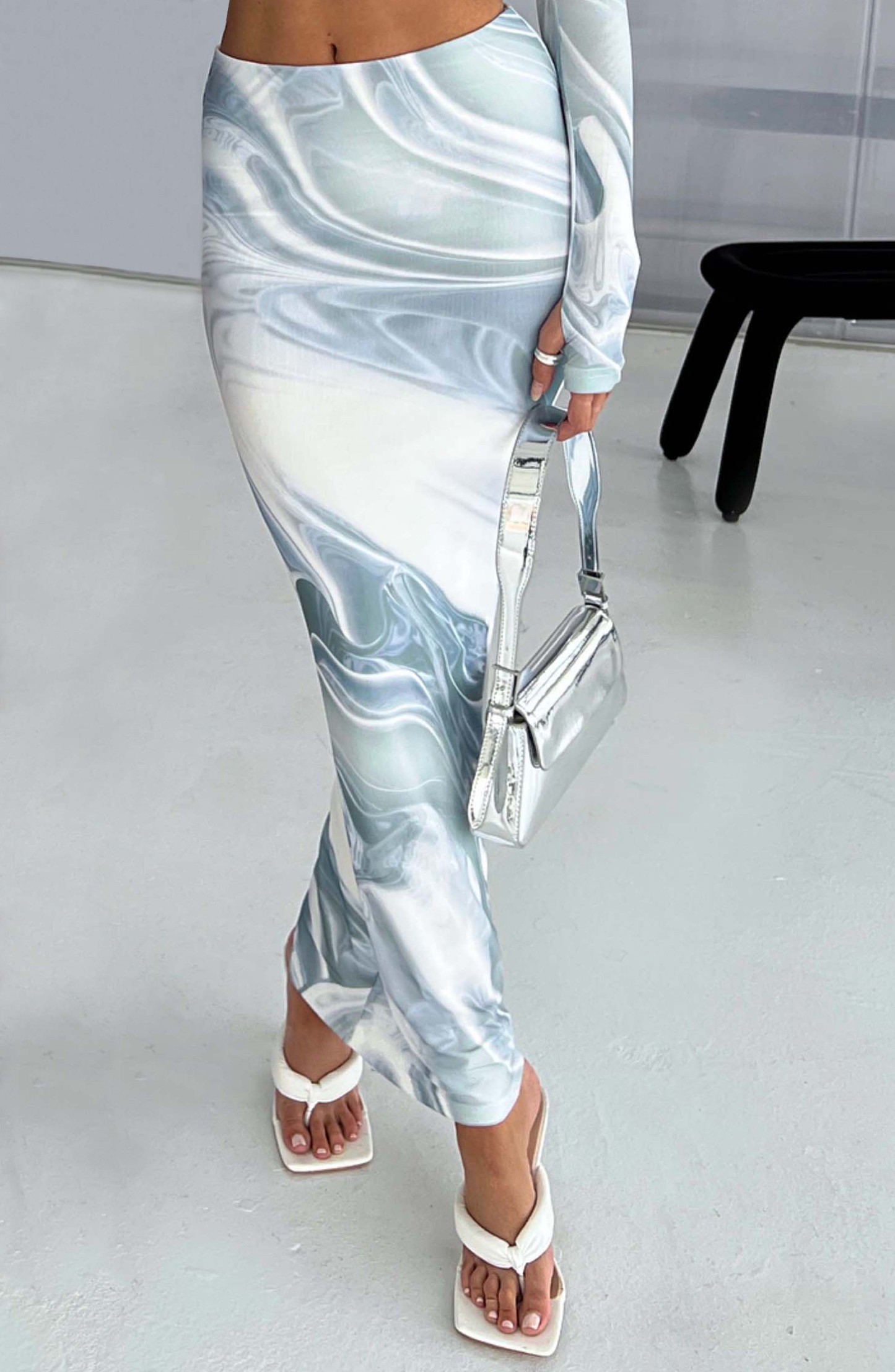 Blair Maxi Skirt - Grey Haze Print-My Top Dress.All Rights Reserved