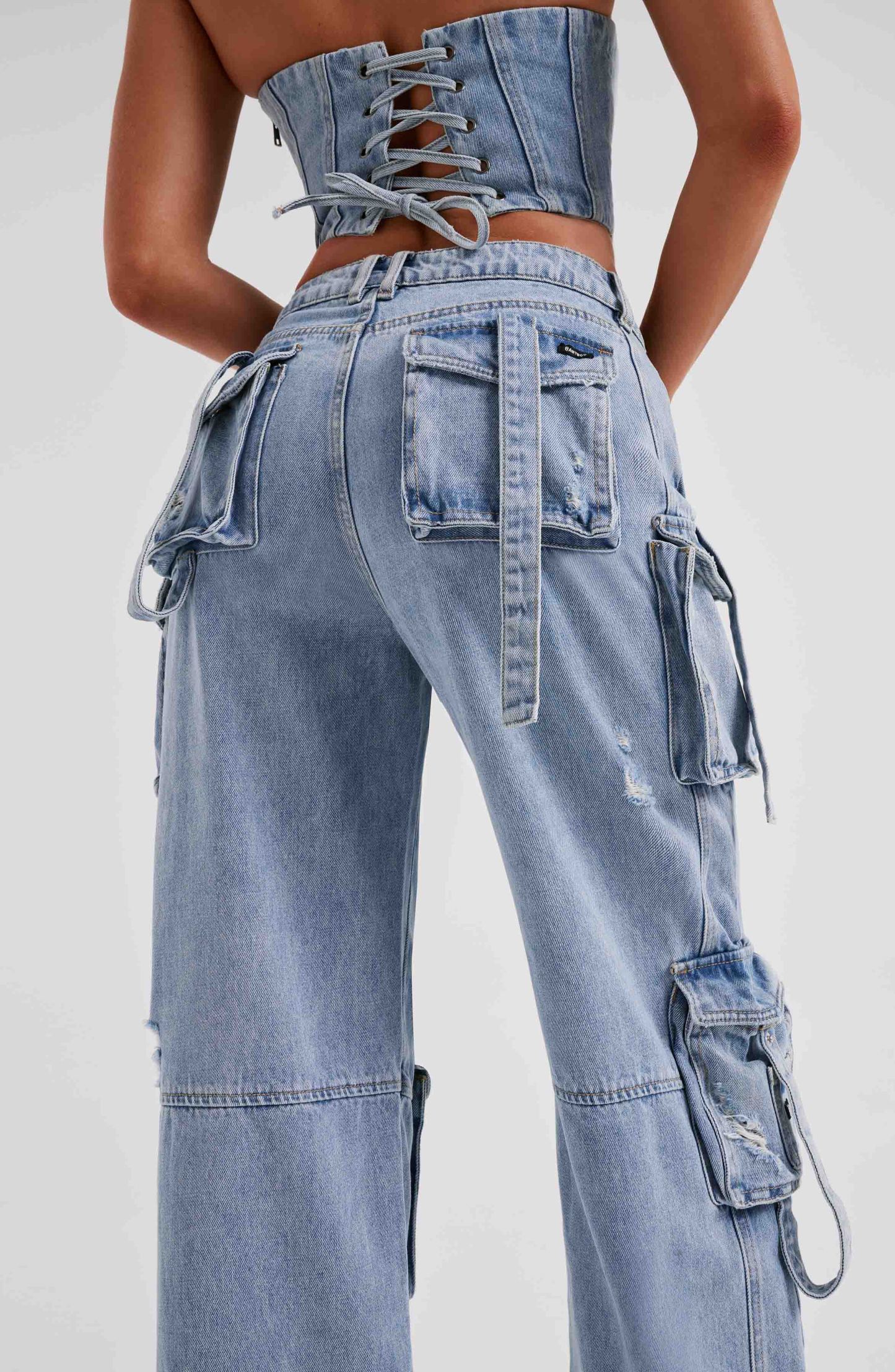 Brooklyn Cargo Pant - Blue-My Top Dress.All Rights Reserved