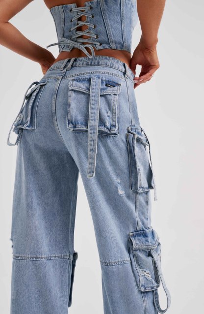 Brooklyn Cargo Pant - Blue-My Top Dress.All Rights Reserved