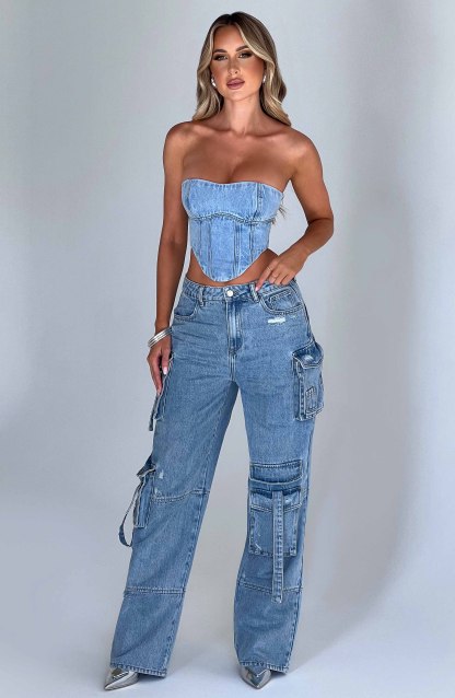 Brooklyn Cargo Pant - Blue-My Top Dress.All Rights Reserved