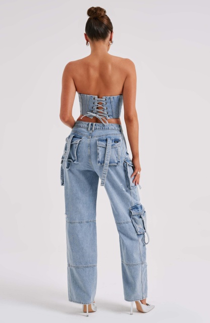Brooklyn Cargo Pant - Blue-My Top Dress.All Rights Reserved