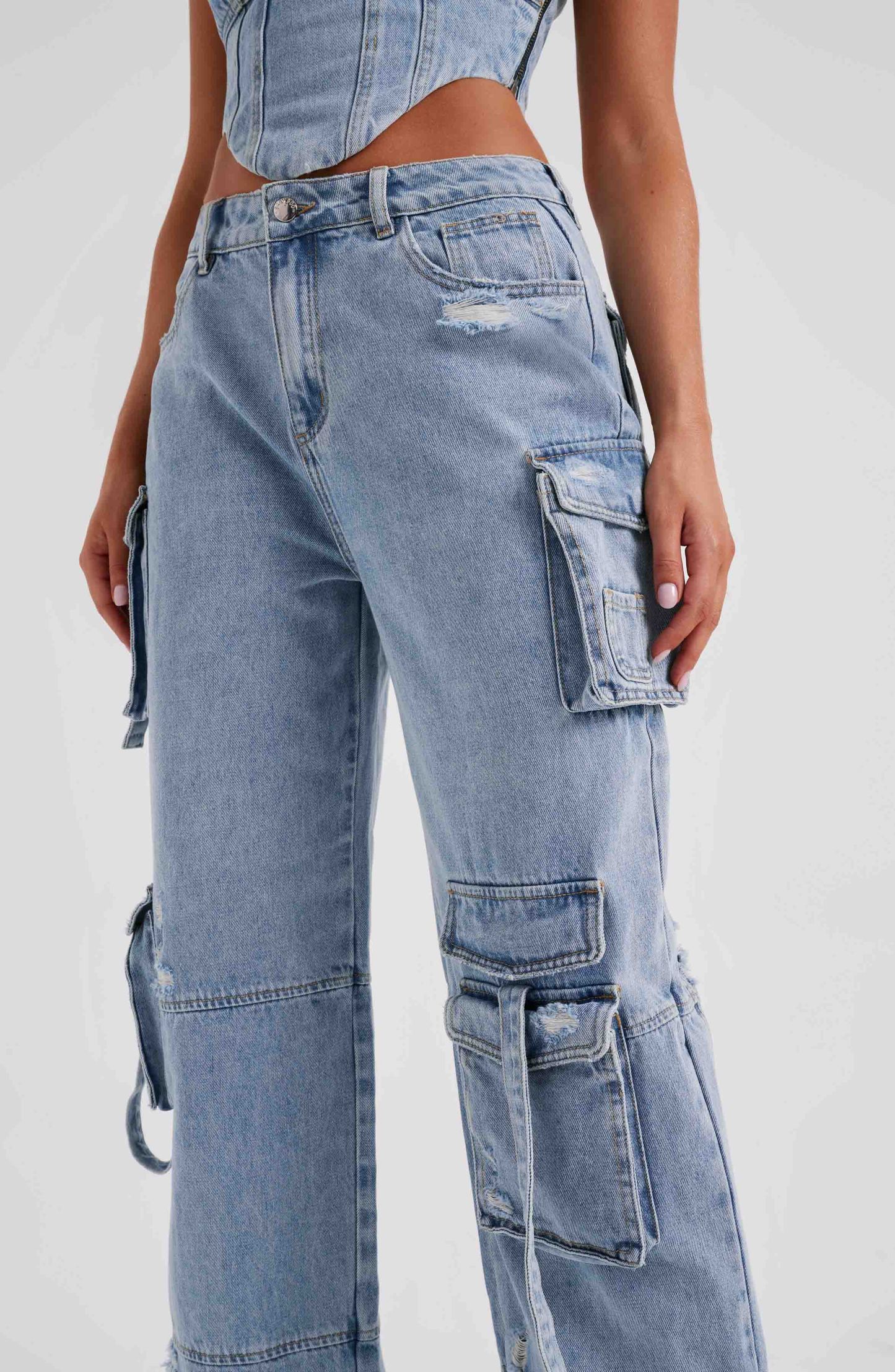Brooklyn Cargo Pant - Blue-My Top Dress.All Rights Reserved