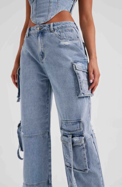 Brooklyn Cargo Pant - Blue-My Top Dress.All Rights Reserved