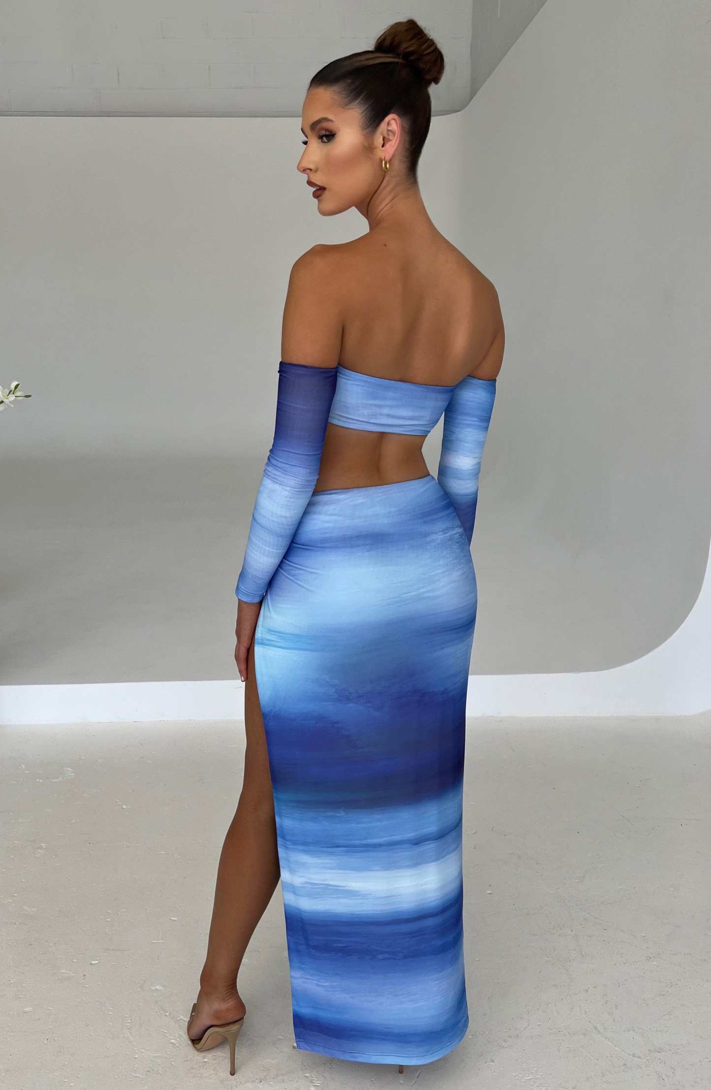 Brynn Maxi Skirt - Blue Haze Print-My Top Dress.All Rights Reserved