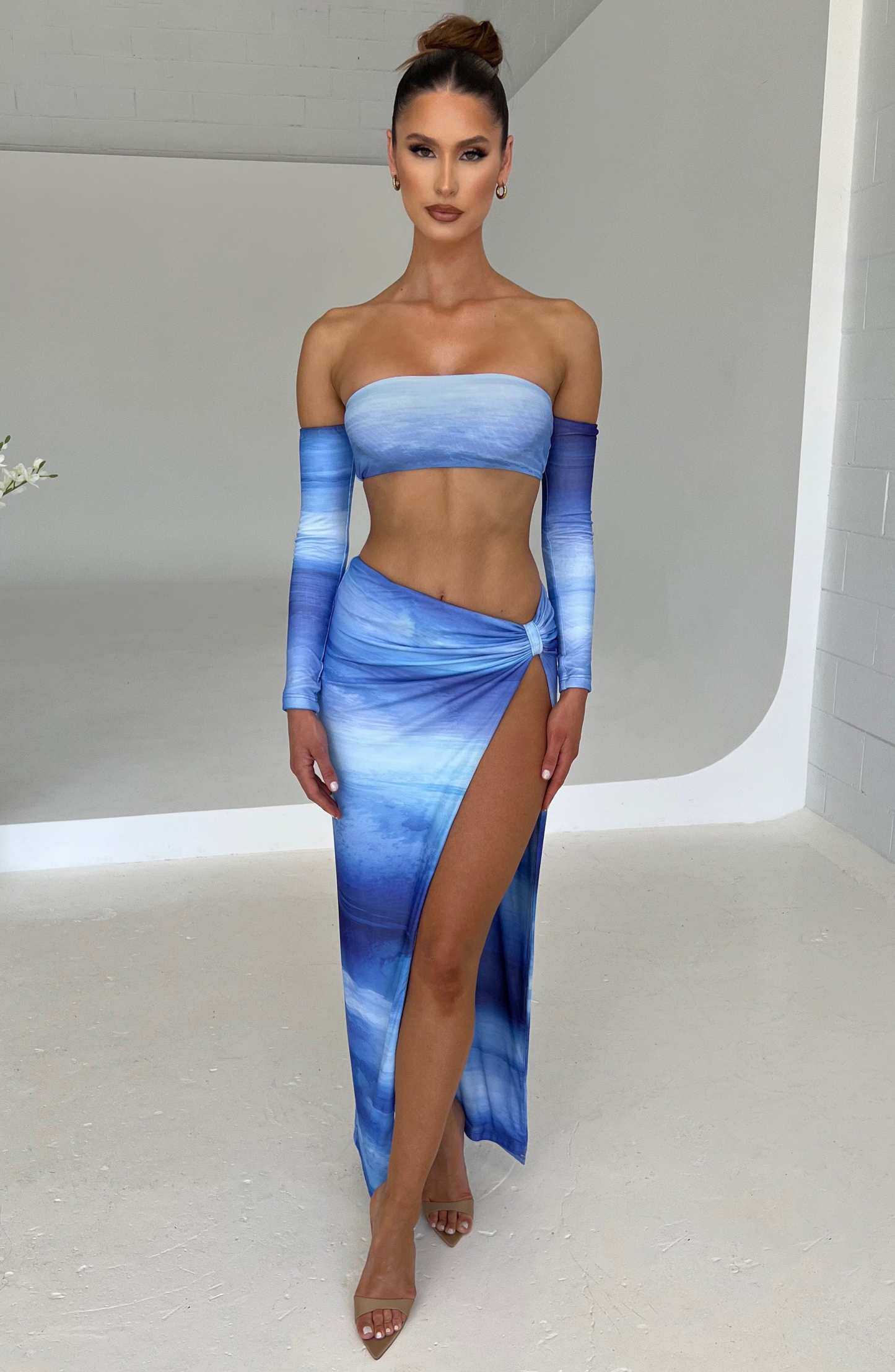 Brynn Maxi Skirt - Blue Haze Print-My Top Dress.All Rights Reserved