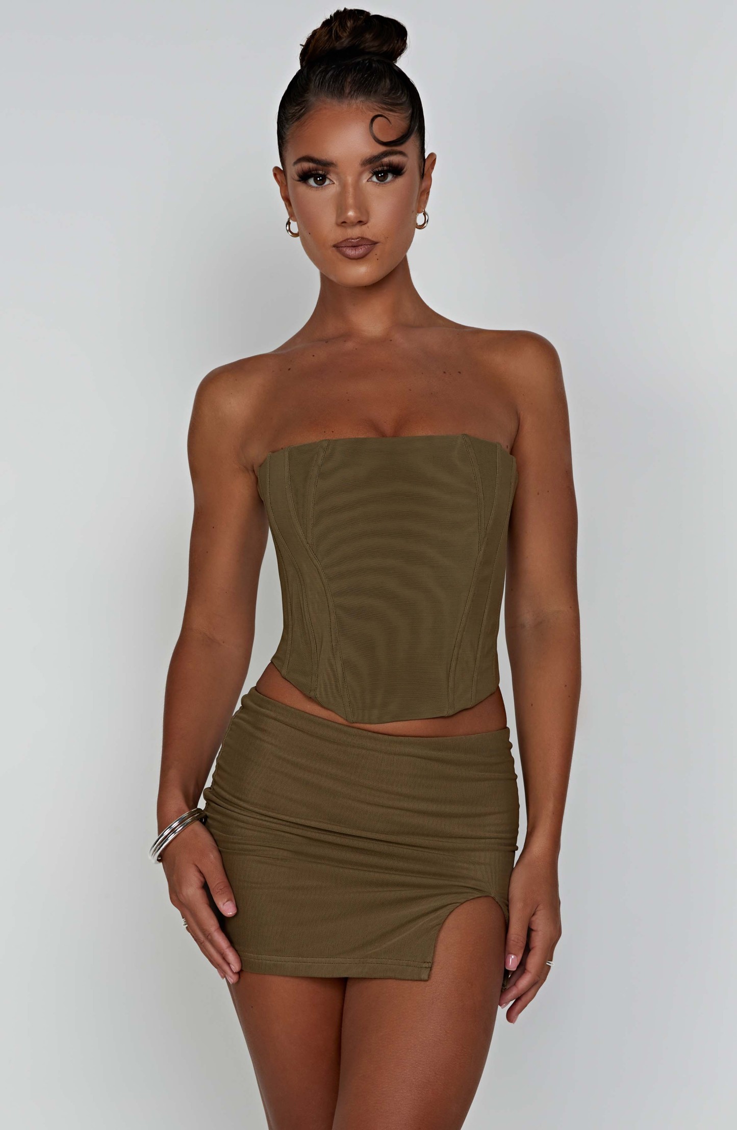 Alina Mini Skirt - Khaki-My Top Dress.All Rights Reserved