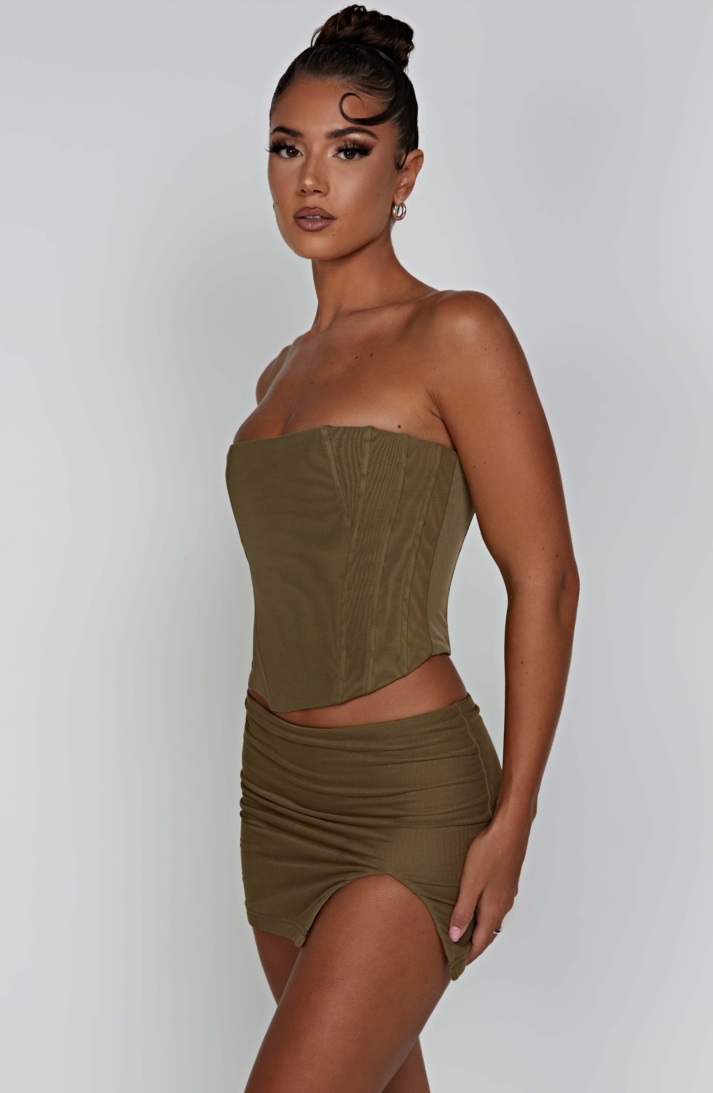 Alina Mini Skirt - Khaki-My Top Dress.All Rights Reserved