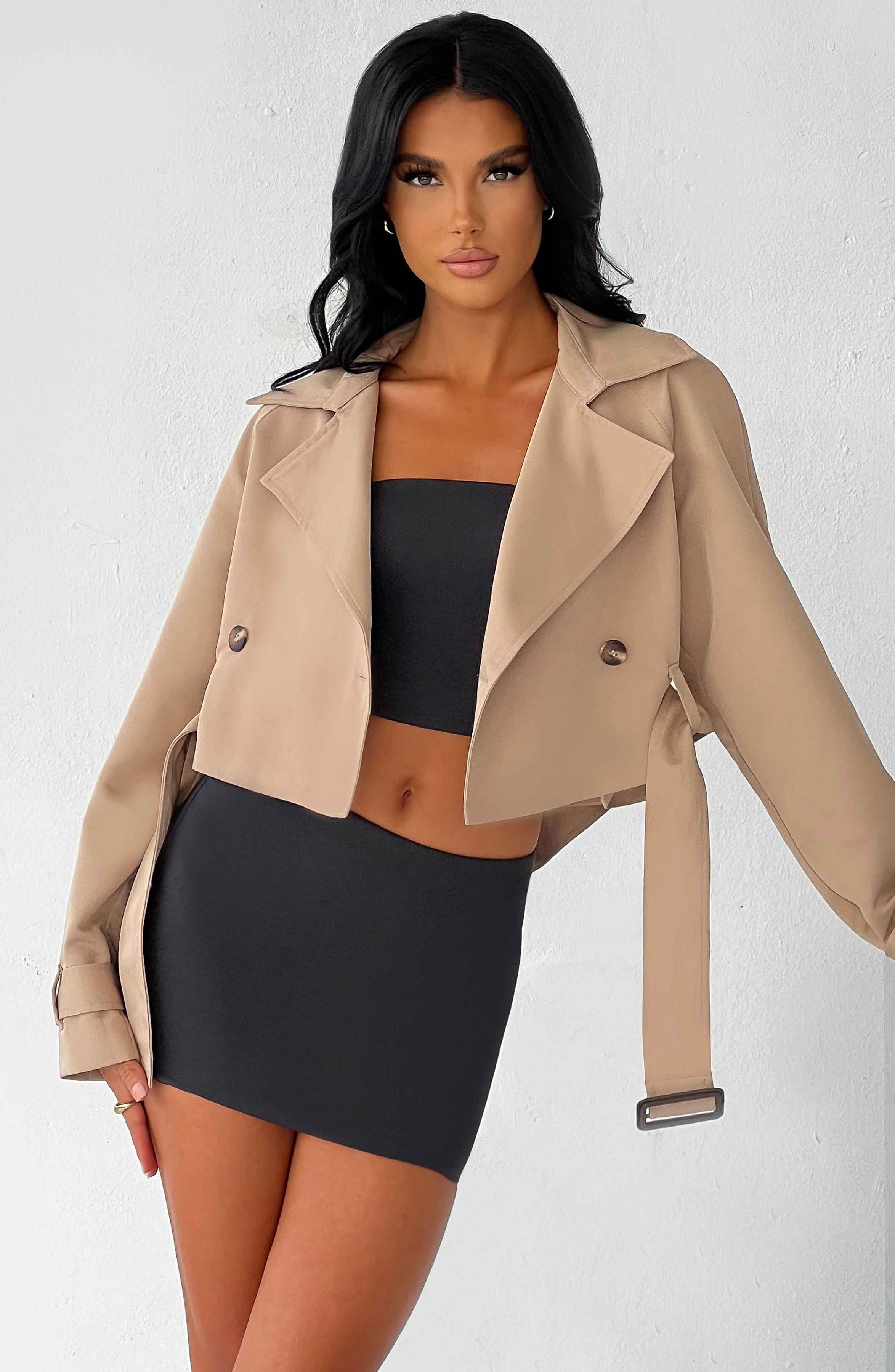Caprice Cropped Trench Coat - Beige-My Top Dress.All Rights Reserved